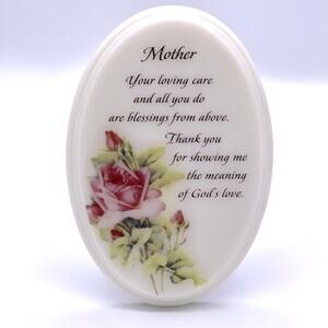 Heartsteps Oval Mother Loving Care Sentiment Floral Rose Standalone Plaque